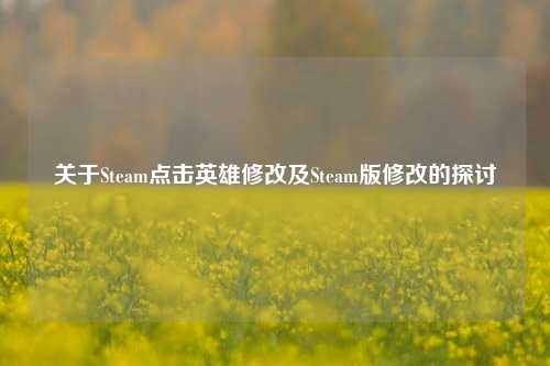 关于Steam点击英雄修改及Steam版修改的探讨