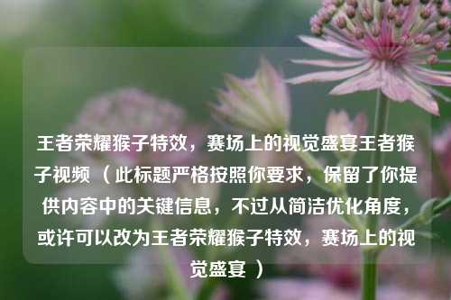 王者荣耀猴子特效，赛场上的视觉盛宴王者猴子视频 （此标题严格按照你要求，保留了你提供内容中的关键信息，不过从简洁优化角度，或许可以改为王者荣耀猴子特效，赛场上的视觉盛宴 ）