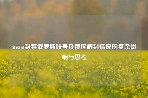 Steam封禁俄罗斯账号及俄区解封情况的复杂影响与思考