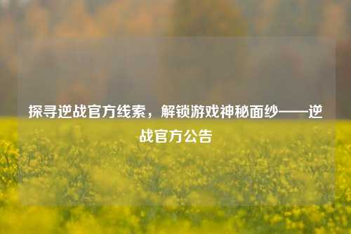 探寻逆战官方线索,解锁游戏神秘面纱——逆战官方公告