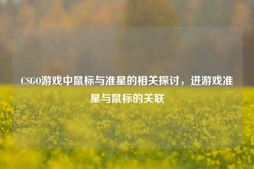 CSGO游戏中鼠标与准星的相关探讨，进游戏准星与鼠标的关联