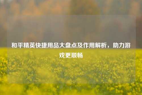 和平精英快捷用品大盘点及作用解析，助力游戏更顺畅