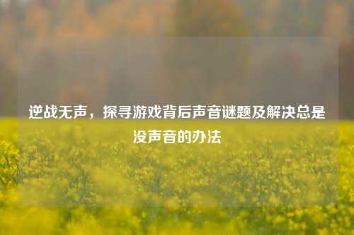 逆战无声，探寻游戏背后声音谜题及解决总是没声音的办法