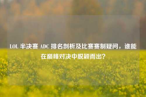 LOL 半决赛 ADC 排名剖析及比赛赛制疑问,谁能在巅峰对决中脱颖而出?