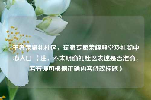 王者荣耀礼杜区，玩家专属荣耀殿堂及礼物中心入口 （注，不太明确礼杜区表述是否准确，若有误可根据正确内容修改标题）