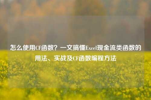 怎么使用CF函数?一文搞懂Excel现金流类函数的用法、实战及CF函数编程方法