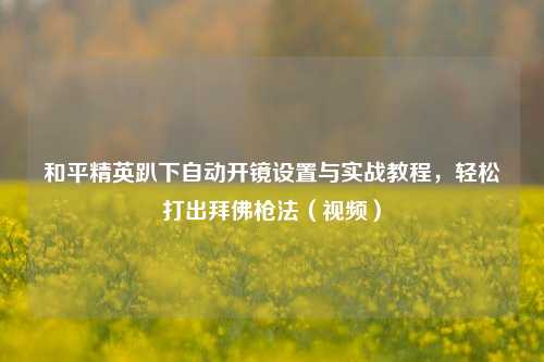 和平精英趴下自动开镜设置与实战教程，轻松打出拜佛枪法（视频）