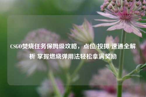 CSGO焚烧任务保姆级攻略,点位/投掷/速通全解析 掌握燃烧弹用法轻松拿满奖励