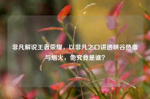 非凡解说王者荣耀，以非凡之口讲透峡谷热血与烟火，他究竟是谁？