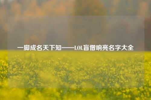 一脚成名天下知——LOL盲僧响亮名字大全
