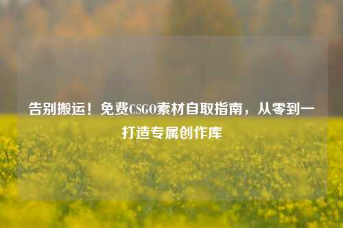 告别搬运!免费CSGO素材自取指南,从零到一打造专属创作库