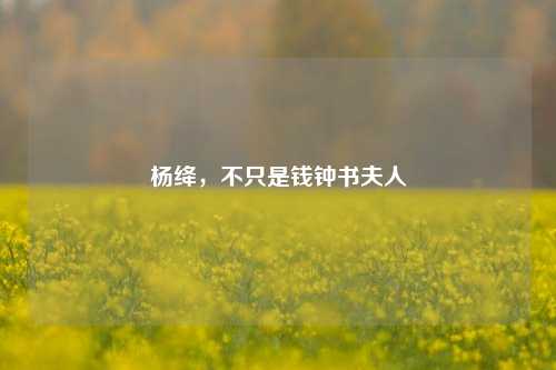 杨绛，不只是钱钟书夫人