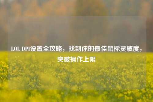 LOL DPI设置全攻略，找到你的最佳鼠标灵敏度，突破操作上限