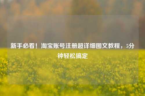 新手必看！淘宝账号注册超详细图文教程，5分钟轻松搞定