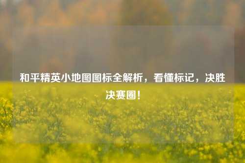 和平精英小地图图标全解析,看懂标记,决胜决赛圈!
