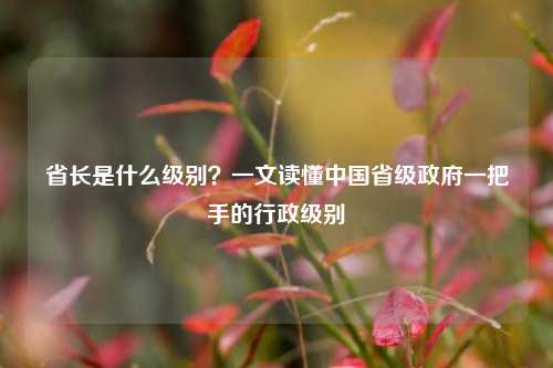 省长是什么级别？一文读懂中国省级政府一把手的行政级别