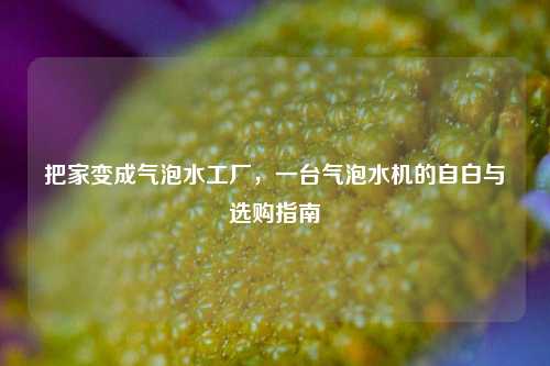 把家变成气泡水工厂,一台气泡水机的自白与选购指南