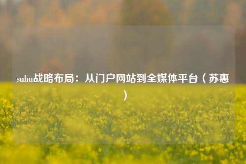 suhu战略布局:从门户网站到全媒体平台(苏惠)