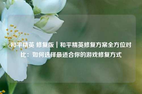 和平精英 修复版｜和平精英修复方案全方位对比：如何选择最适合你的游戏修复方式