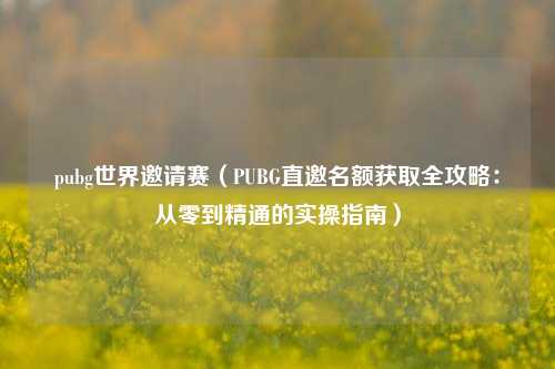 pubg世界邀请赛（PUBG直邀名额获取全攻略：从零到精通的实操指南）