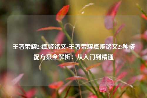 王者荣耀23虞姬铭文-王者荣耀虞姬铭文23种搭配方案全解析：从入门到精通