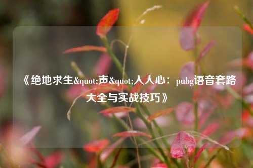 《绝地求生"声"入人心：pubg语音套路大全与实战技巧》