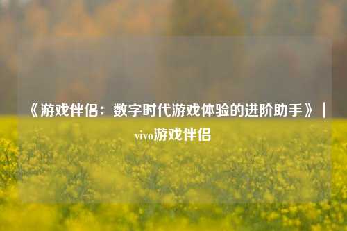 《游戏伴侣：数字时代游戏体验的进阶助手》｜vivo游戏伴侣